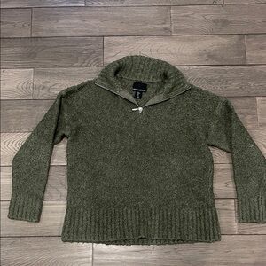 Cynthia Rowley Olive Textured Zip Sweater